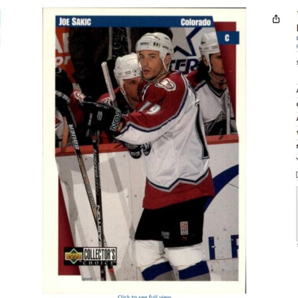 1997 Upper Deck Joe Sakic   *FREE with Bundle Purchase* - Picture 1 of 3